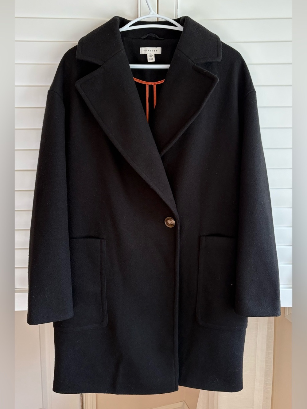 Topshop coat, black, size 6 oversized